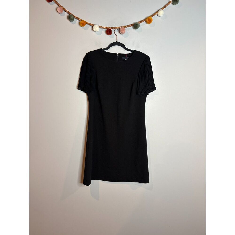 Tommy Hilfiger black pleated sleeved shift dress